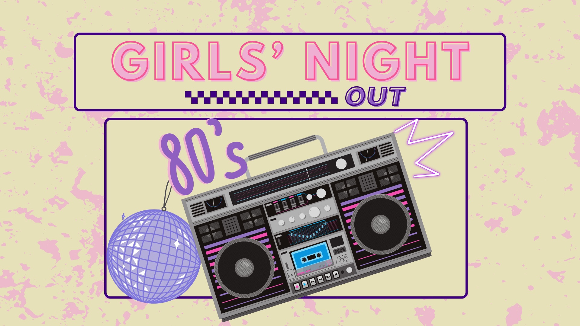 Pink And Beige Colorful 90s Retro Party Invitation - 3