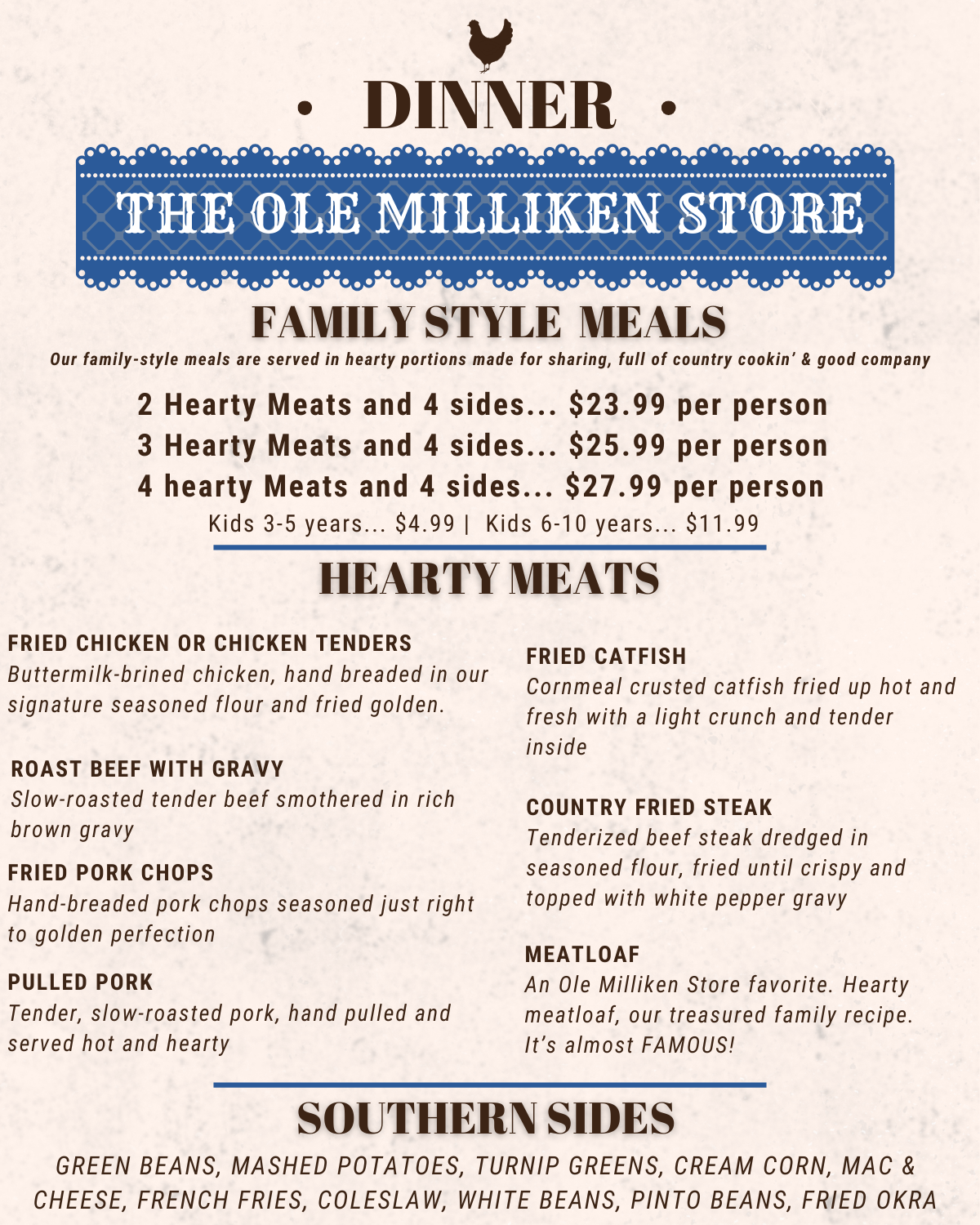 The Ole Milliken Store - Dinner Menu (Page 2)